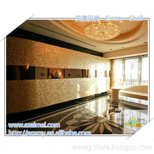 Brick yellow mother of pearl mosaic gold shell mosaic wall tile